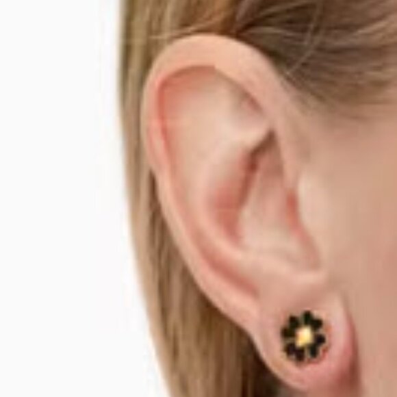 Kate Spade Earrings and dust bag Black enamel studs NWT😊😊 - Picture 2 of 3